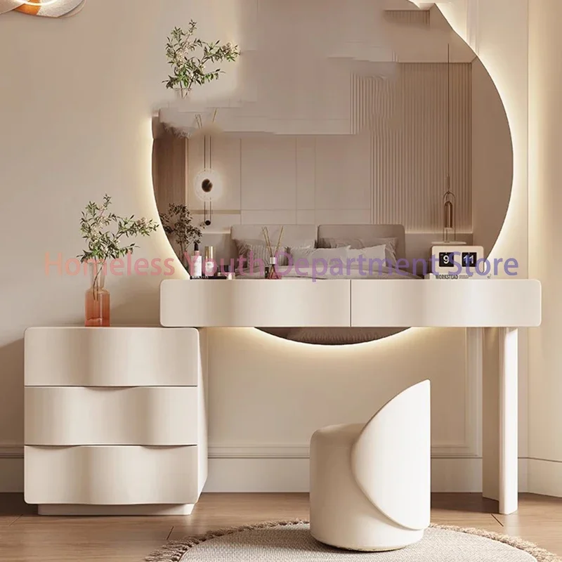 Luxury Solid Wood Dressing Table Mirror Bedroom White Drawer Dressing Table Girls Storage Penteadeira Para Quarto Furniture