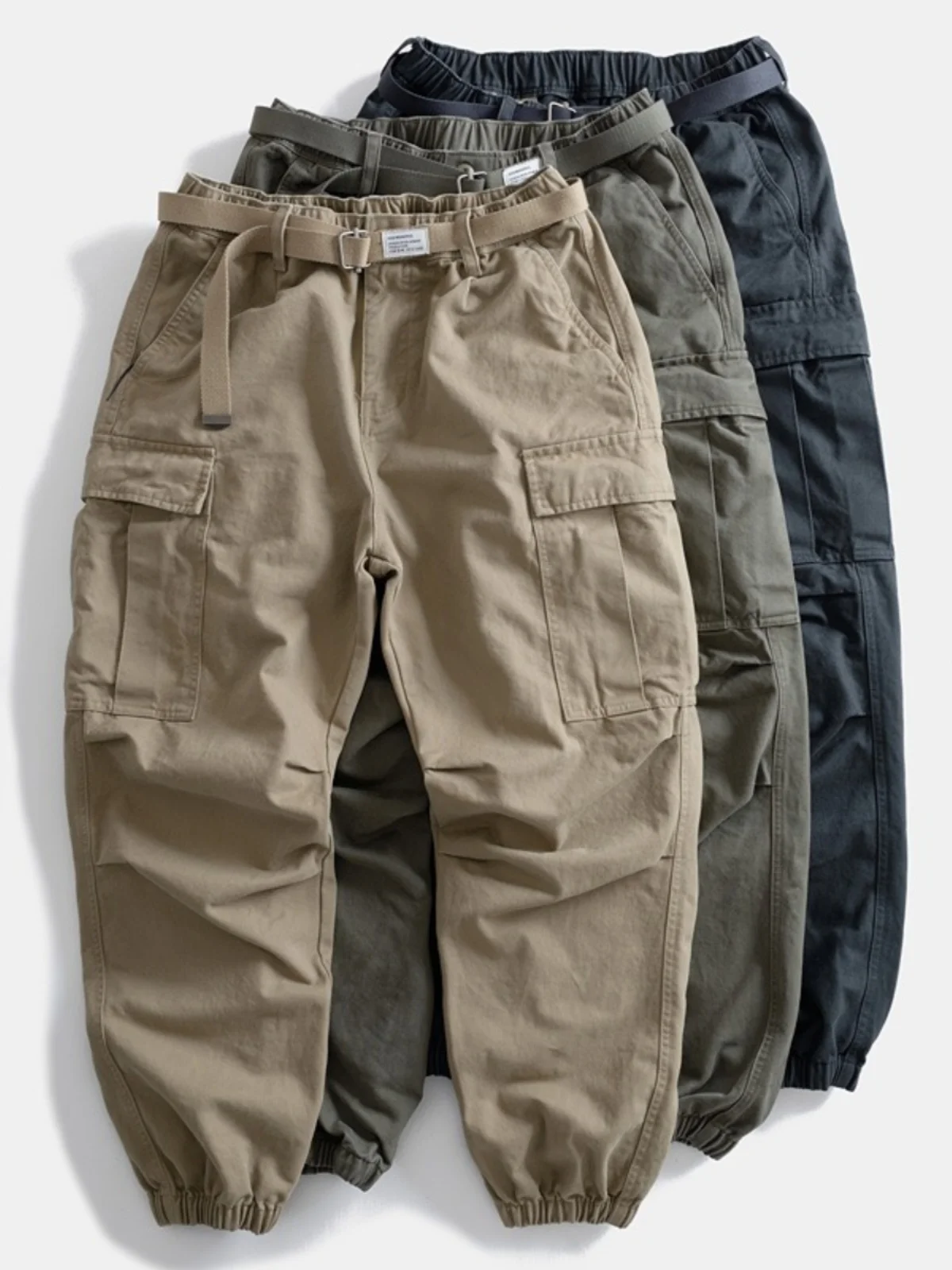 

Mens Outdoor Work Pants Loose Fit Cuffed Trousers Casual Cotton Long Trousers Autumn Wear Retro American Sle Wear Resistant