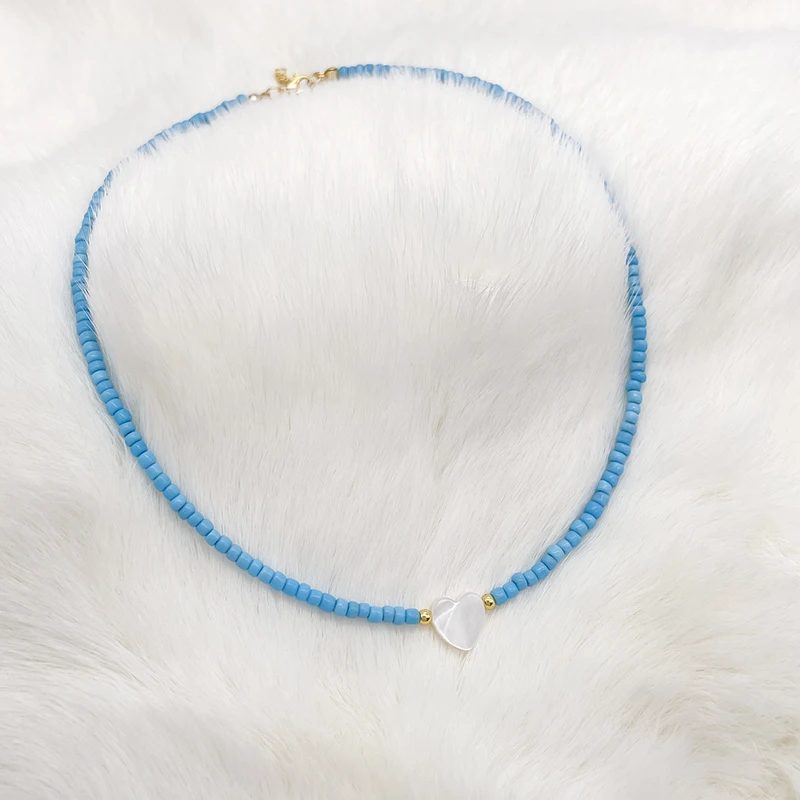 Newest Heart Shell Women Necklace For Holiday Beach Girl Choker Necklace Wholesale Jewelry Seed Beads Strand Neck Jewelry