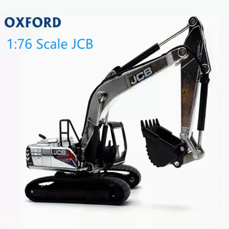 OXFORD Diecast 1: 76 JCB Excavator Silver-plated Engineering Truck Alloy Car Model Christmas Gifts Holiday Gifts Toys