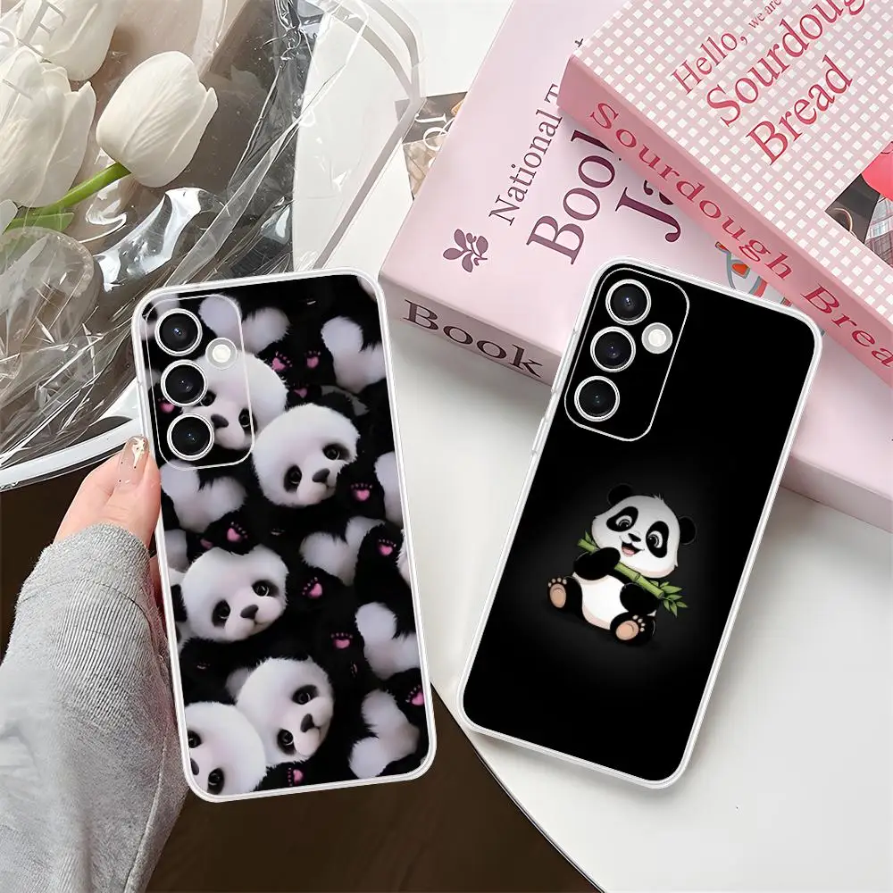 Cute Panda Phone Case for Samsung Galaxy S25 S24 S23 S22 S21Plus FE Ultra Soft TPU Clear Shockproof Cover