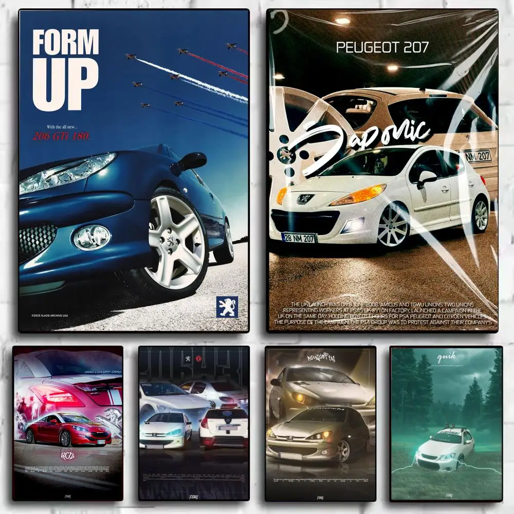 Car D-Dongfeng Peugeot Poster Aesthetic Wall Art Canvas Trendy Bedroom Room Home Cafe  Decor