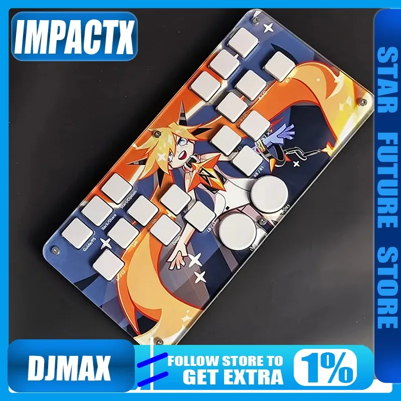 IMPACTX Djmax إيقاع الموسيقى أذرع التحكم في ألعاب الفيديو لوحة المفاتيح الميكانيكية منخفضة الربح مفاتيح غمبد الرقص الجليد والنار Mews تشغيل OSU