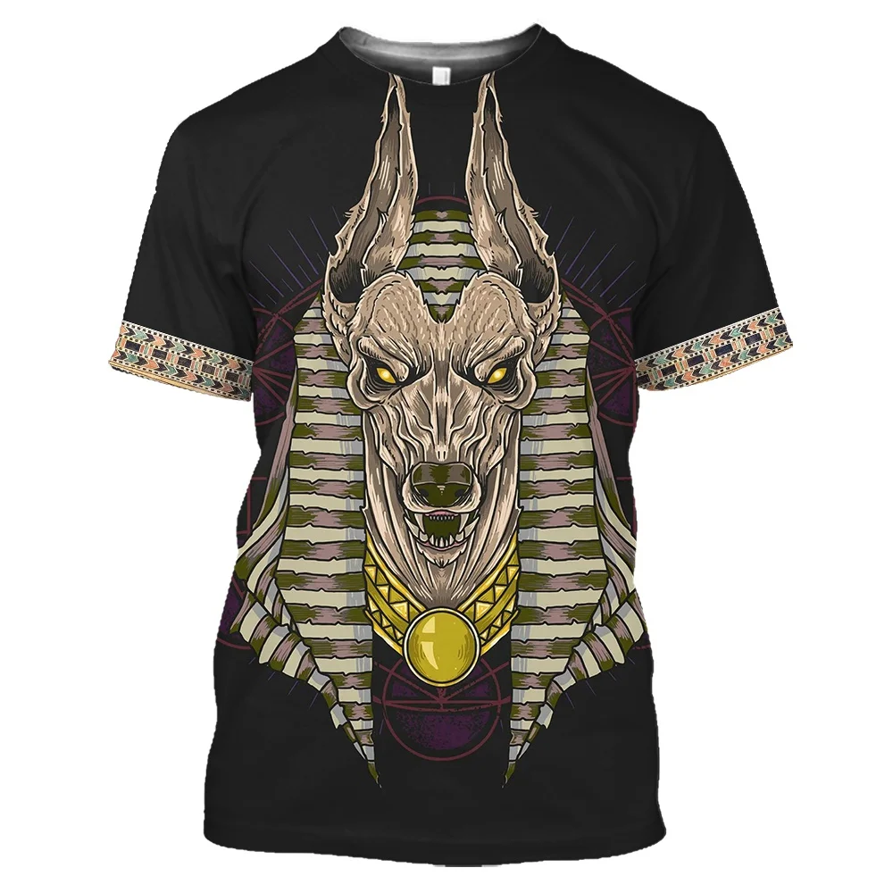 SONSPEE Retro Style Ancient Egypt 3D Print T-shirt Harajuku Anubis Graphic Streetwear Short Sleeve Men Women Classic Clothing