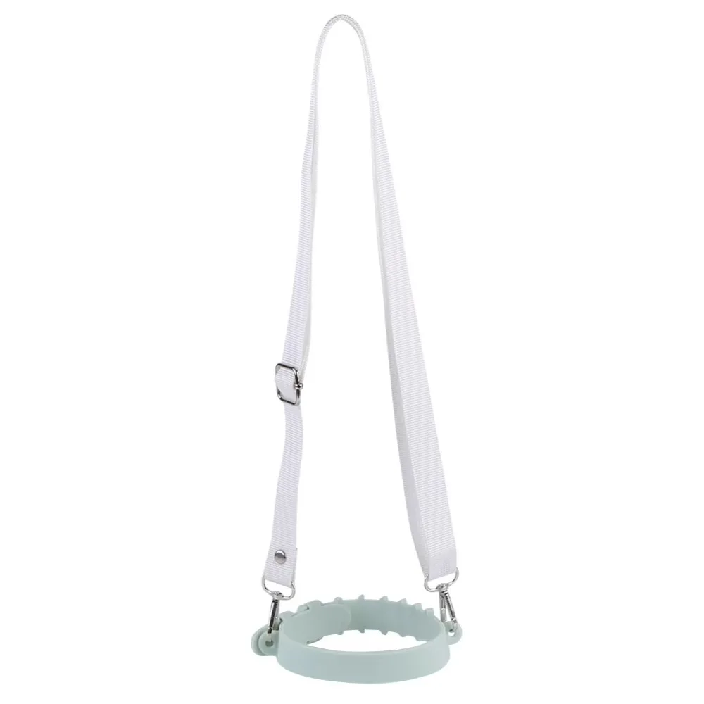 

Silicone Ring Water Bottle Sling Handle with Adjustable Shoulder Strap Hands Free Thermos Cup Holder Universal
