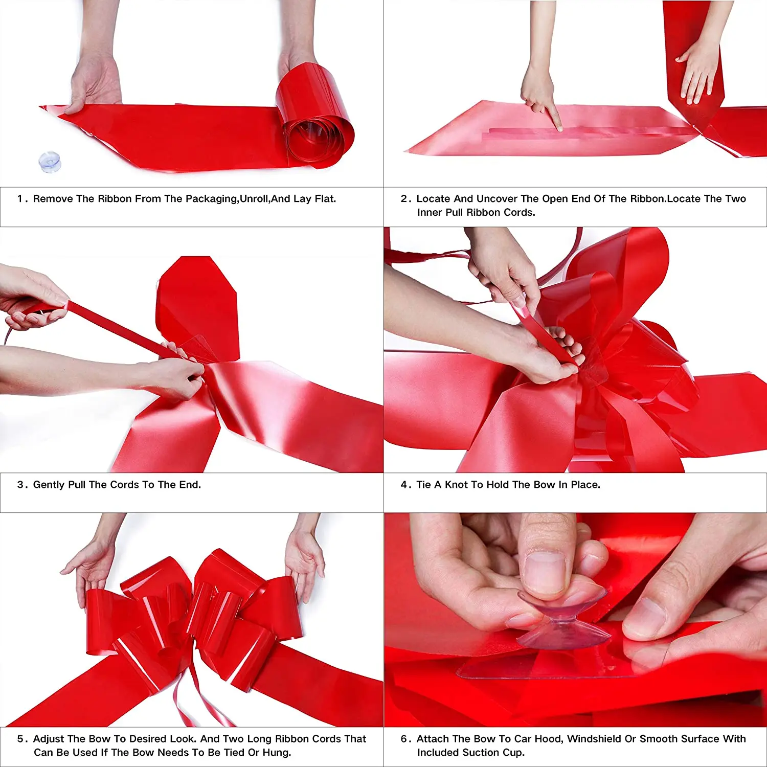 Large 30 Inch Happy Birthday Car Bow Giant Pull String Flower Bow for Gift Packaging Theme Car Show Party Decoration
