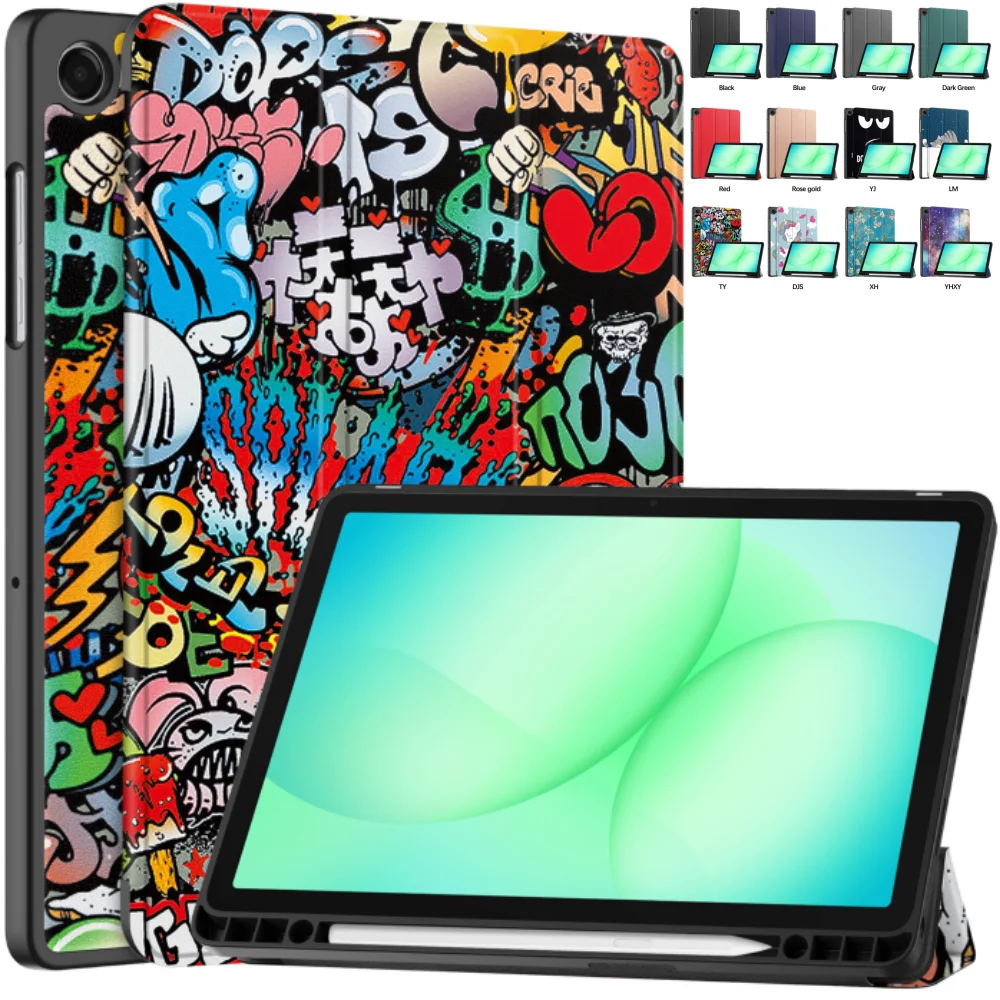 

Чехол для Samsung Galaxy Tab A11 Plus 11 дюймов A11+ 11 дюймов SM-X230 SM-X236 2025 ТПУ кожаный тройной складной магнитный чехол с гнездом для ручки