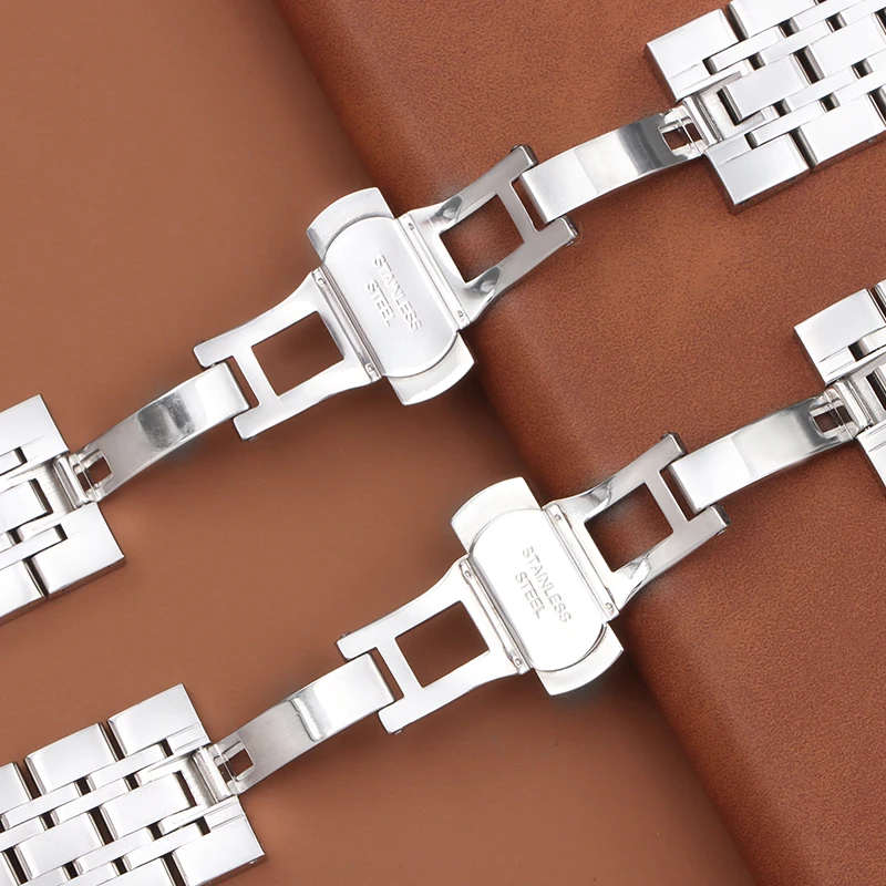 12/14/16/18/20/22/24 мм ремешок для часов из нержавеющей стали для Seiko для Rolex с изогнутым концом, металлический ремешок на запястье, твердый браслет с складной пряжкой