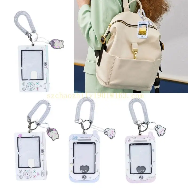 Акриловый держатель для фотокарт с подвеской-брелком, защита для автобусной карты, мультяшный держатель для карт, чехол для кредитной карты