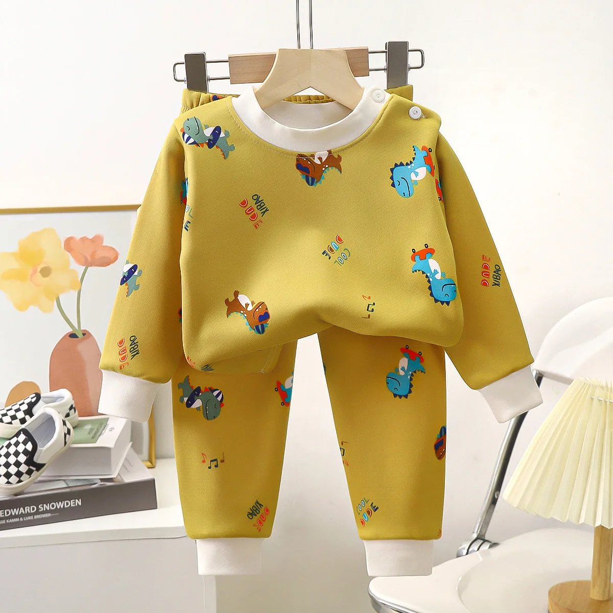 Children\'s Autumn Clothing Set Baby Pajamas Baby Clothes Boys and Girls Autumn and Winter Cashmere and Thick Home Wear