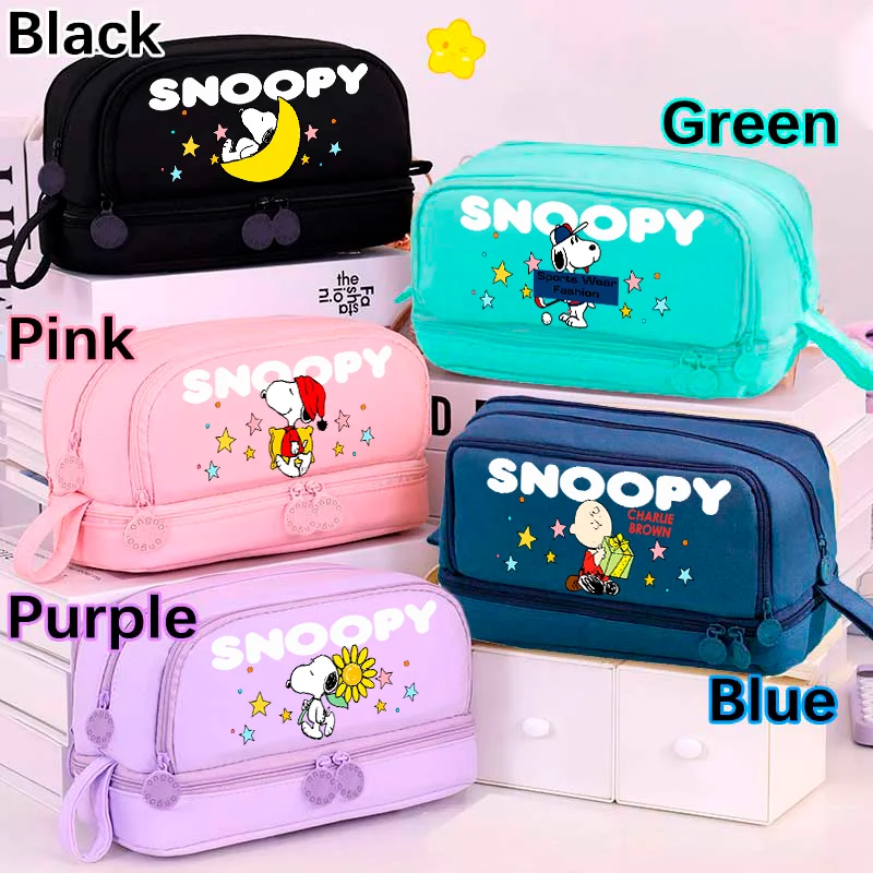 Großes Mehrzweck-Federmäppchen Snoopy Einfache Multifunktionale Schüler-Schreibwarenbox und Make-up-Aufbewahrungstasche