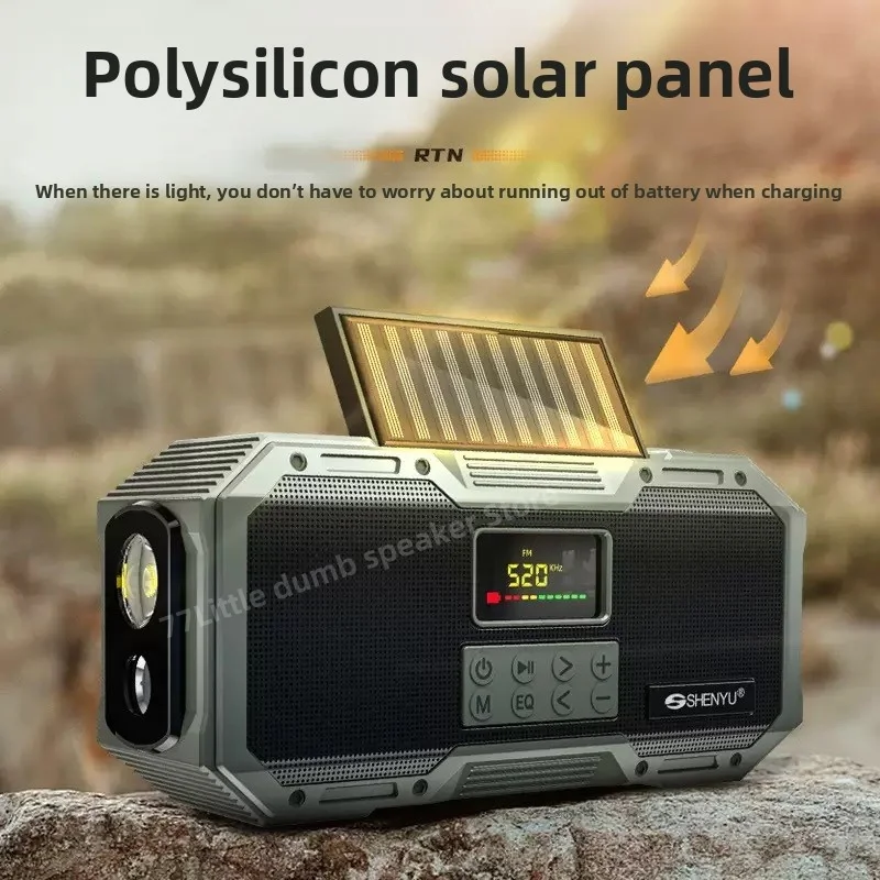 

Portable disaster prevention and emergency equipment hand cranked flashlightwireless radio solar chargingIPX5 waterproof speaker