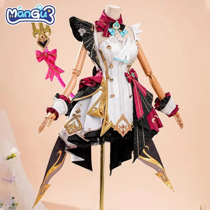 Anime Genshin Impact Escoffier Cosplay Costume Tail Outfit Dress Women Carnival Halloween Animation Party Wig Shoes Prop Suits