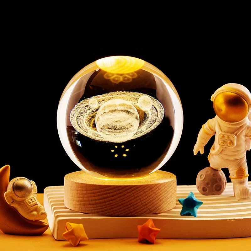 

Crystal Ball LED Night Light Glowing Planet Galaxy Solar System Astronaut 3D Moon Table Lamp USB Bedroom Atmosphere Lamp