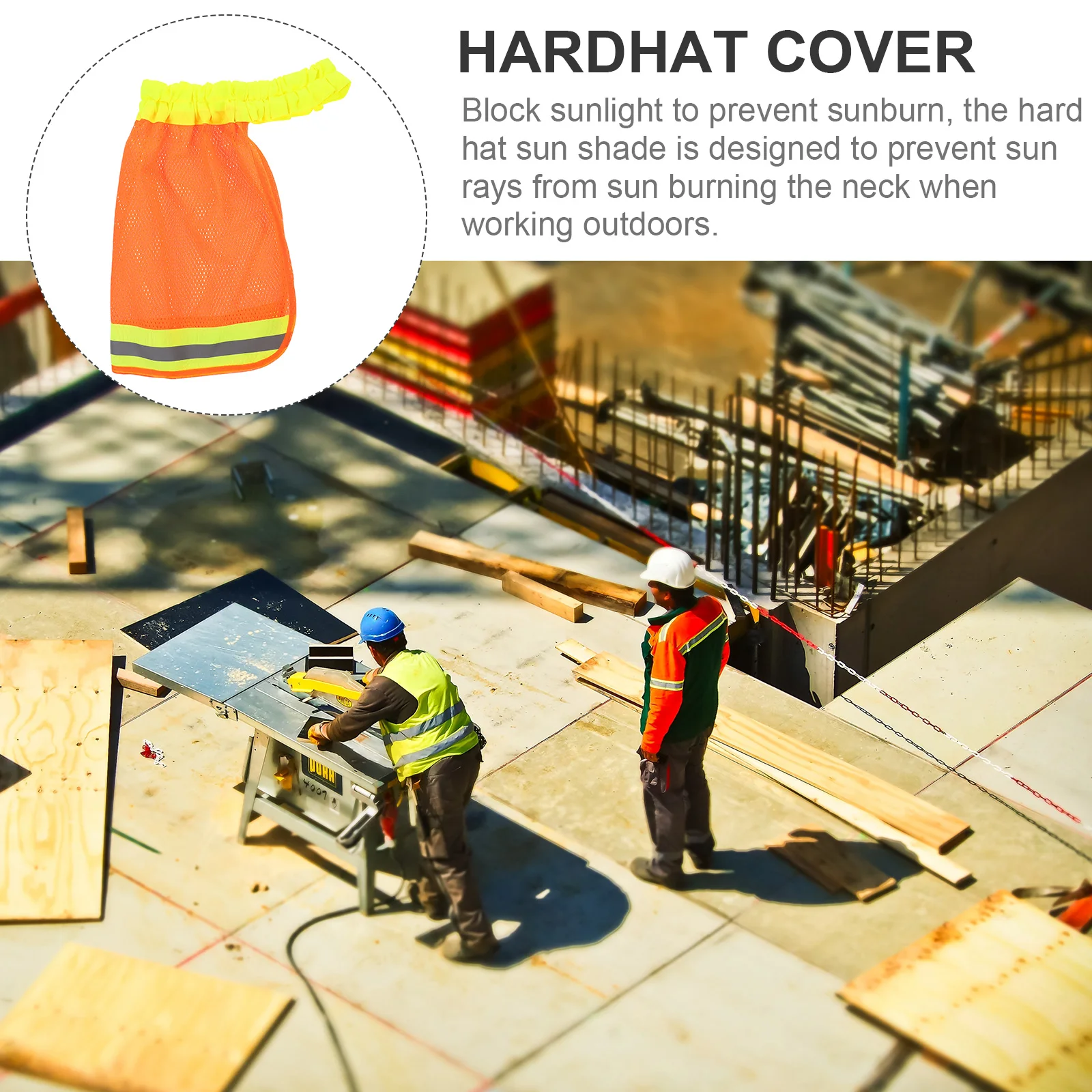 

2Pcs Reflective Hat Cover Detachable Mesh Sun Shade Protector Orange Hardhat Sunshield Full Brim Breathable Cool Anti Sunburn