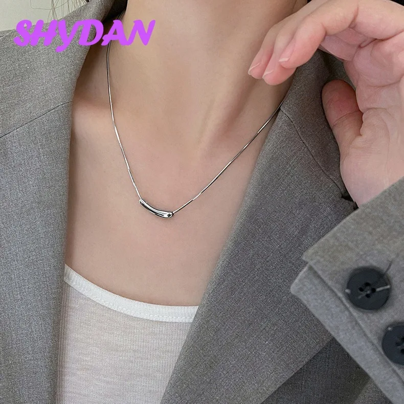 SHYDAN 925 Sterling Silver Eggplant Pendant Necklace for Women Fashion Jewelry