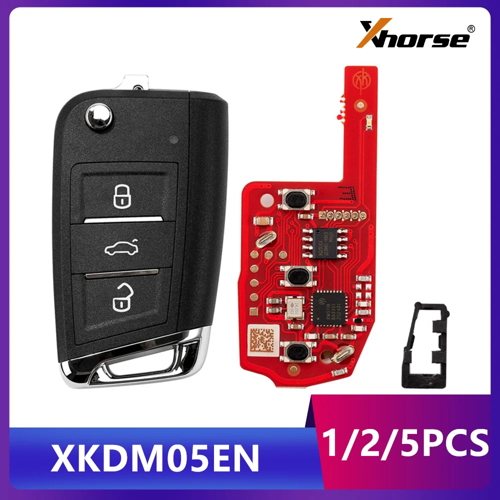 

1/2/5PCS Xhorse XKDM05EN MQB Second Generation for VW Universal Remote Key 3 Buttons
