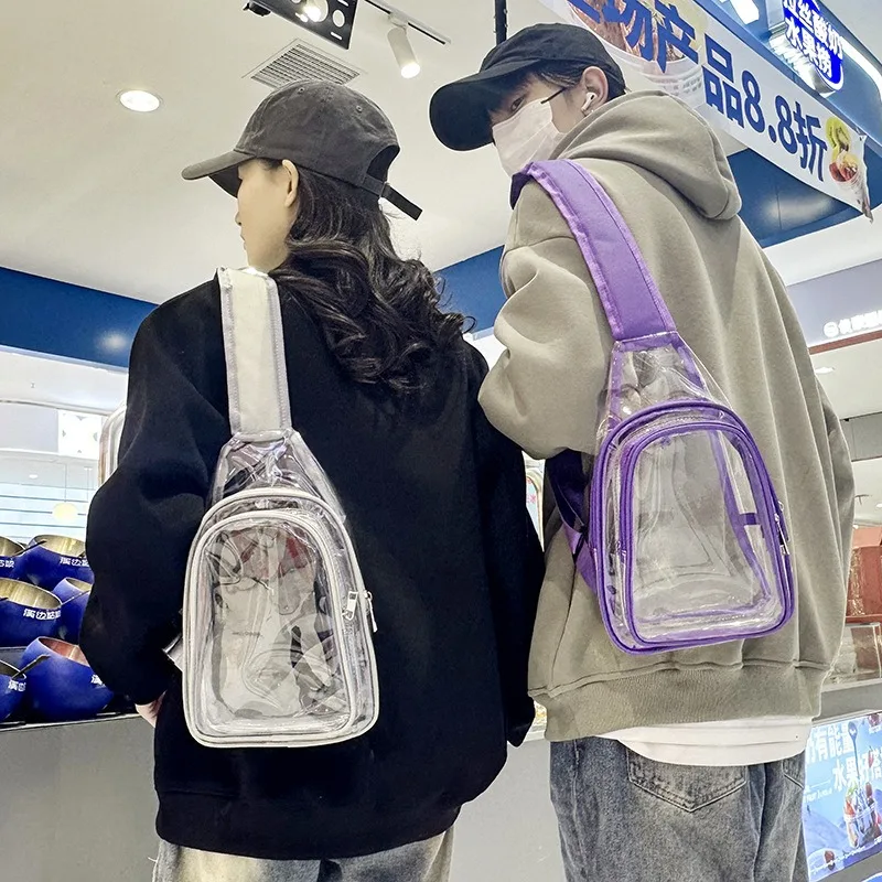 Clear Sling Bag See through Casual Daypack Bum Bag PVC Crossbody Shoulder Backpack for Running Party Biking Stadium Concerts