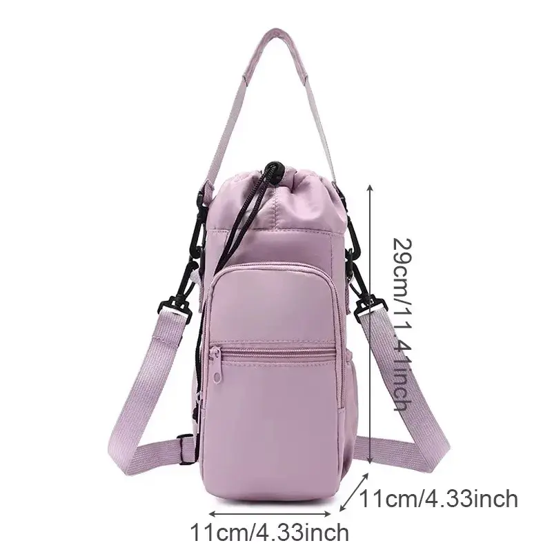 Portable Water Bottle Bag with Adjustable Strap Thermal Mugs Insulated Protective Cover Phone Pocket Outdoor Sports Travel Bag - 6