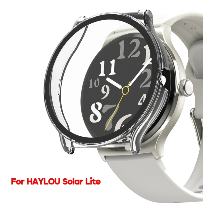 PC Screen Protector Shell For HAYLOU Solar Lite Watch Protective Case Full Coverage Tempered Film Frame Bumper Cover