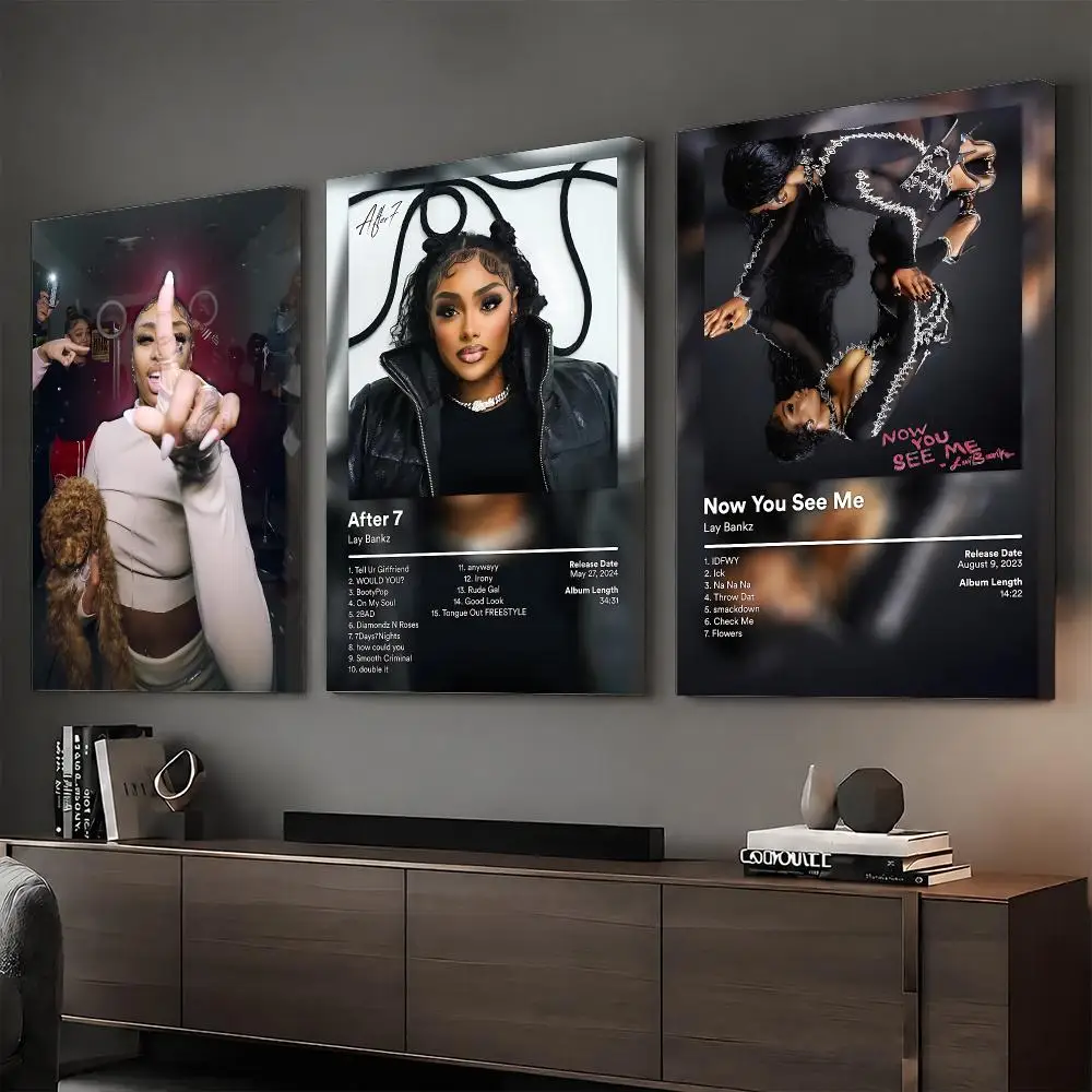 L-Lay Bankz Rapper Album Painting Calligraphy HD Modern Style Inner Frame Canvas Poster Bedroom Room Hallway Wall Art Decor
