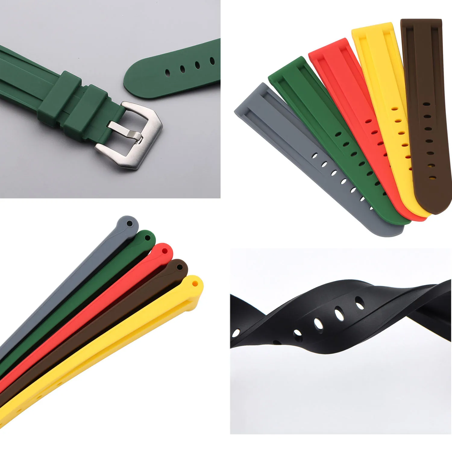 Thick Rubber Watch Band 20mm 22mm 24mm 26mm Camouflage Replacement Silicone Wrist Belt Bracelet Soft Camo Watch Strap