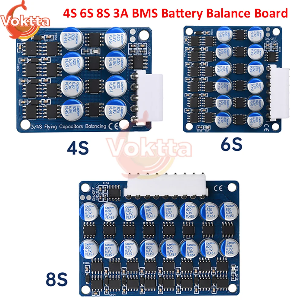 3A BMS Battery Balance Board Lithium iron Phosphate Ternary Lithium Battery Active Equalizer Balancer Board Capacitor 4S 6S 8S