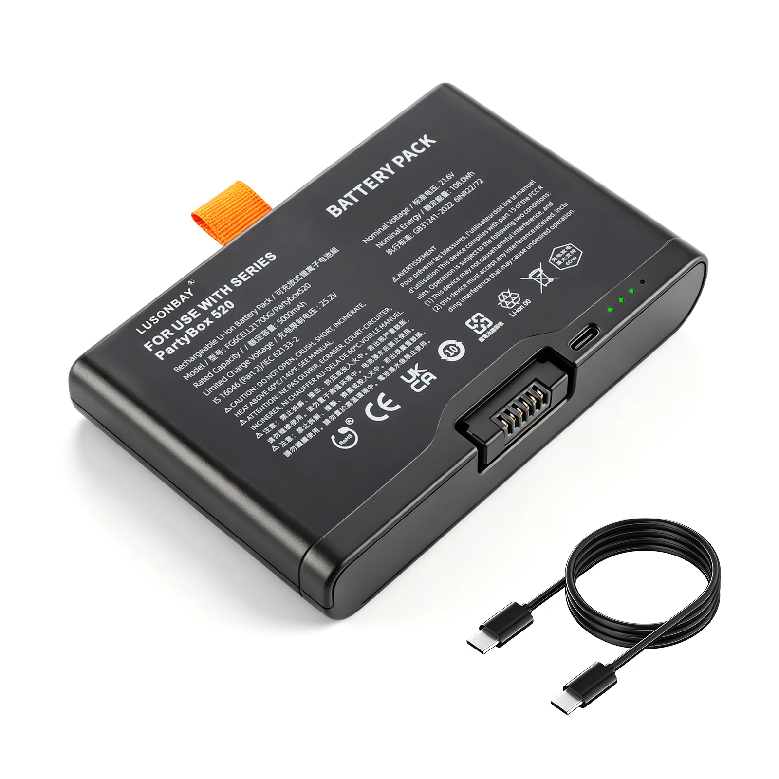 

LUSONBAY FG6CELL21700G Replacement Li-ion Battery For JBL 600 for PartyBox 520 720 Boombox4 Bluetooth Speaker with Type-C Cable