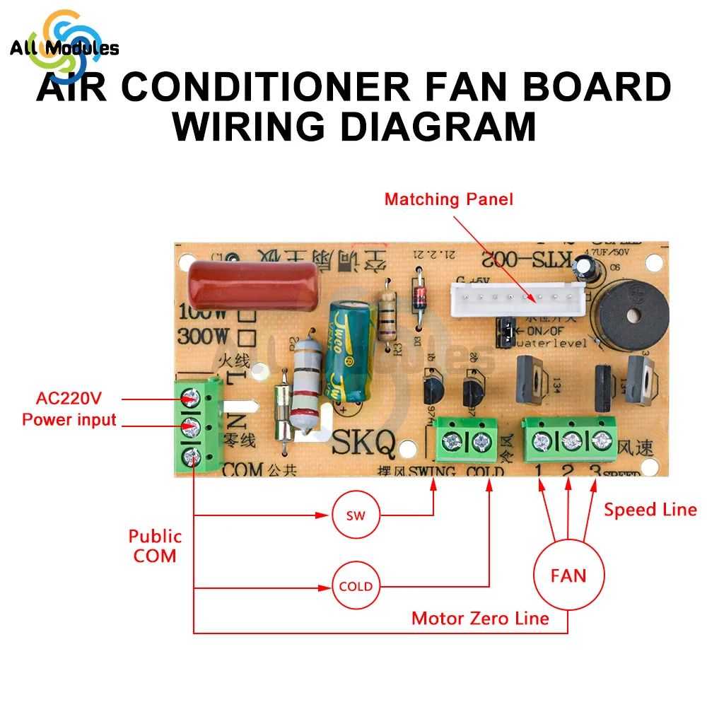 Air Conditioning Fan Electric Fan Circuit Universal Board Remote Control Board Cold Fan Motherboard Circuit Control Board 300W