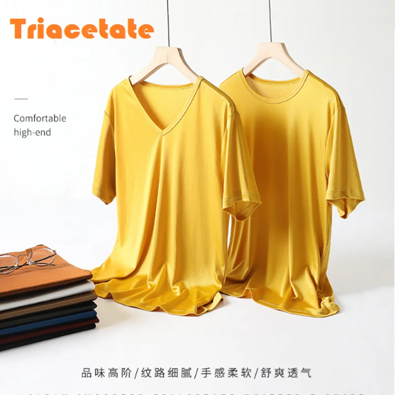 triacetate tee girls clothes shirts for women white shirt summer women's clothing tops pink top luxury ladies tshirt yellow