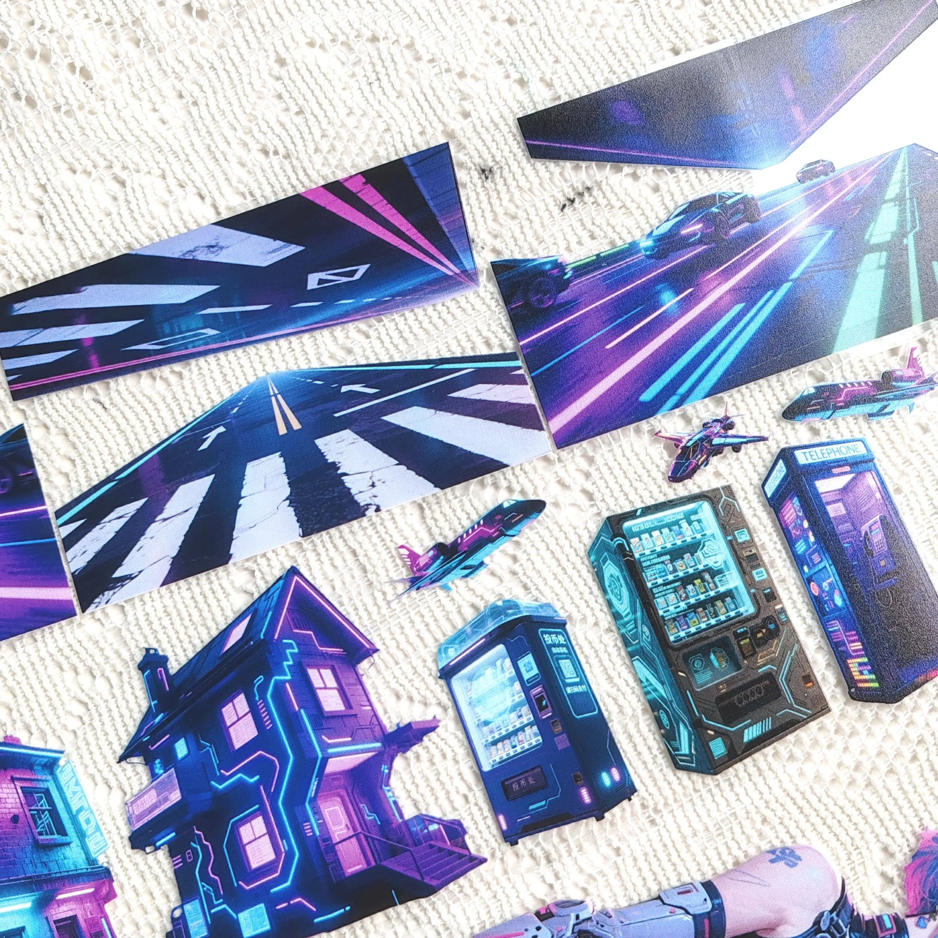 Pet Tape Journal Cyber World Cyber Sci-Fi Characters Future World Collage Decoration Card Landscaping