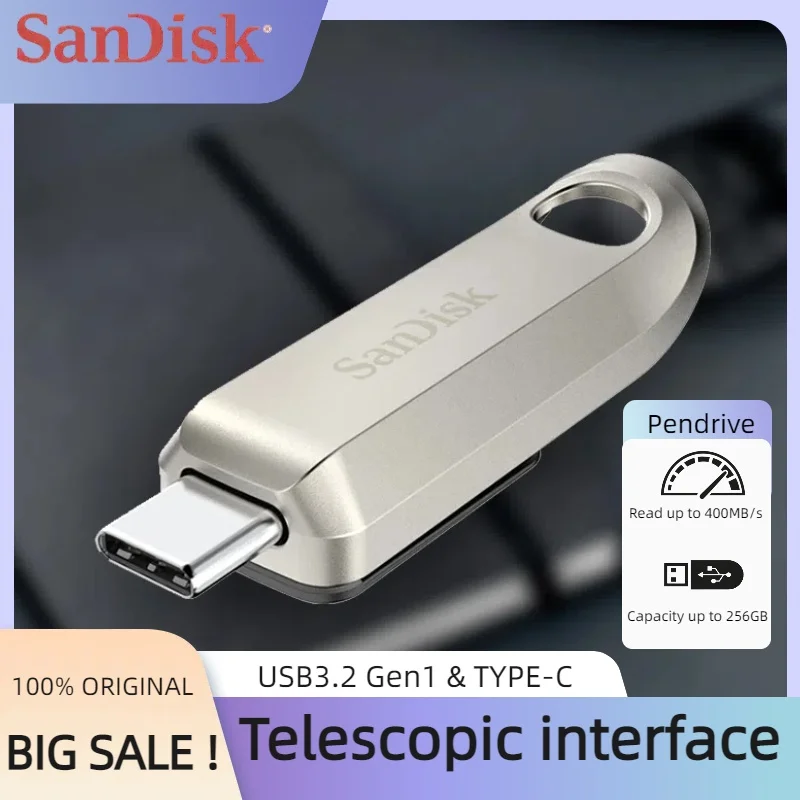 

Флеш-накопитель SanDisk USB CZ75 с интерфейсом Type-C, 128/64/256/400 ГБ, до 100% Мб/с