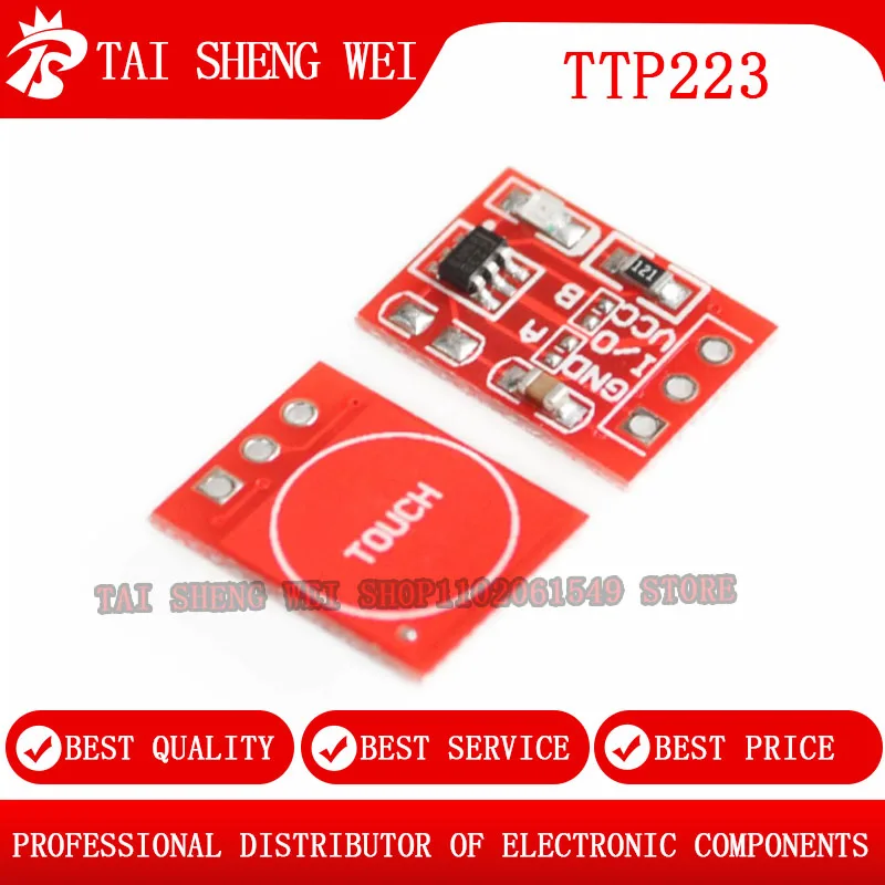 10PCS  NEW TTP223 Touch Button Module Capacitor Type Single Channel Self Locking Touch Switch Sensor