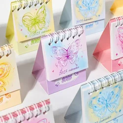 2025 Butterfly Mini Desk Calendar Creative Office Decoration Desktop Calendar Daily Memo Calendar Learning Planner 2024