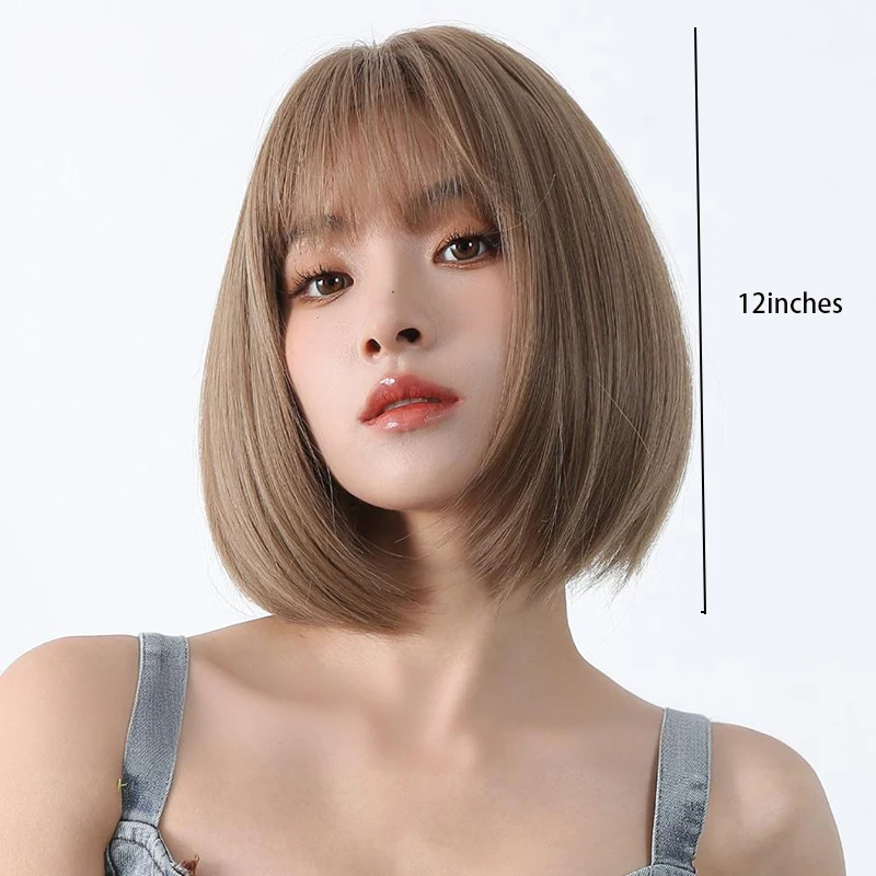 تسريحة بوب الصيفية الجديدة هي باروكة صناعية رقيقة وطبيعية مناسبة للحفلات اليومية النسائية وأزياء الهالوين