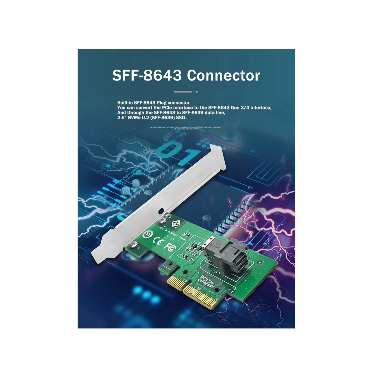 PCIE4.0 X4 для однопортового адаптера, карта памяти FF-8643 U.2 NVMe, плата расширения PCIE4.0, разделенная карта U2, карта адаптера