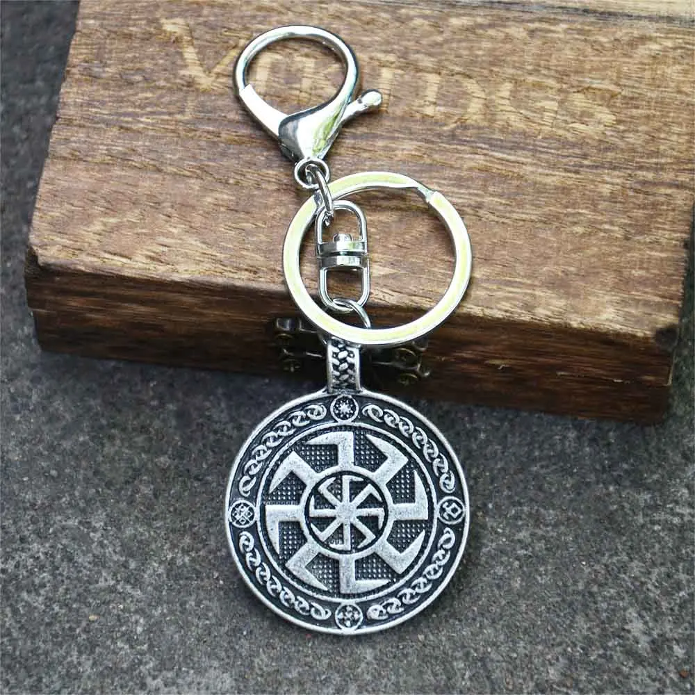 Nostalgia Double Sided Kolovrat And World Tree Of Life Yggdrasi Key Holder For Keys Vintage Slavic Keychain Accessories