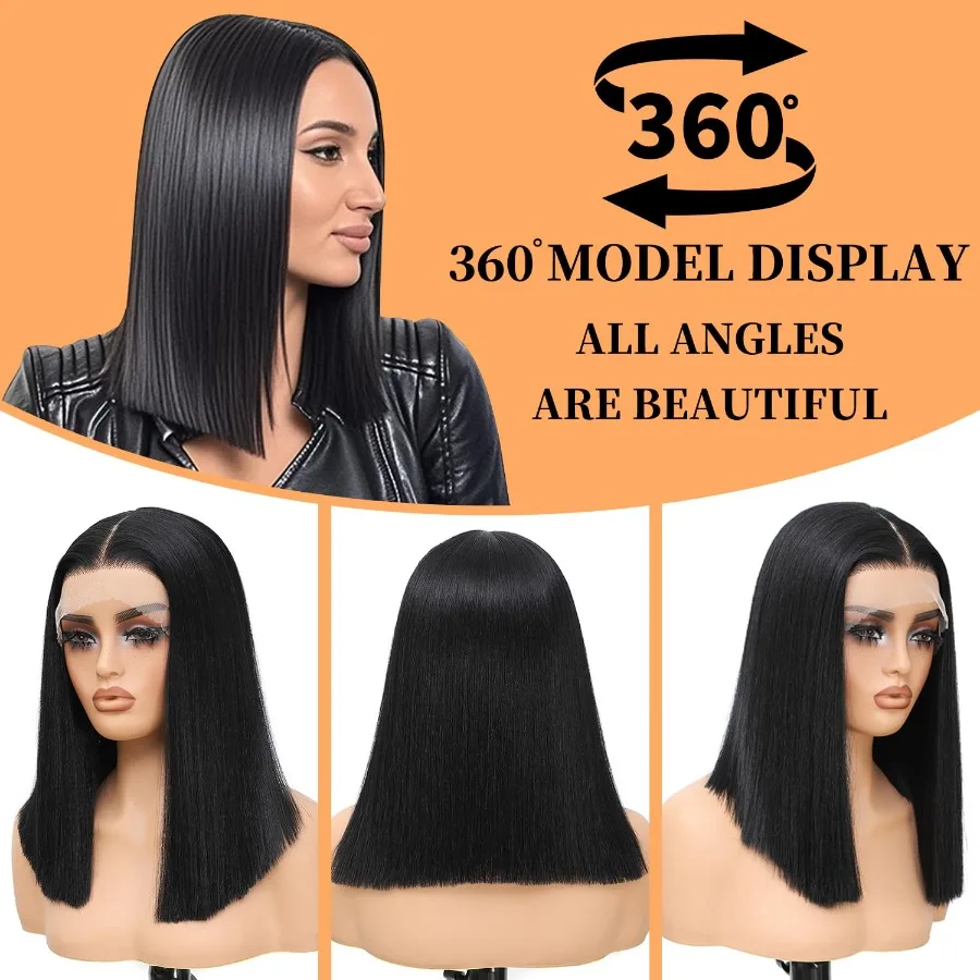 13x4x1 T جزء الاصطناعية الدانتيل الجبهة الباروكات للنساء السود 14 بوصة مستقيم بلانت قطع بيروكات صناعية مع مظهر طبيعي وخفيف الوزن