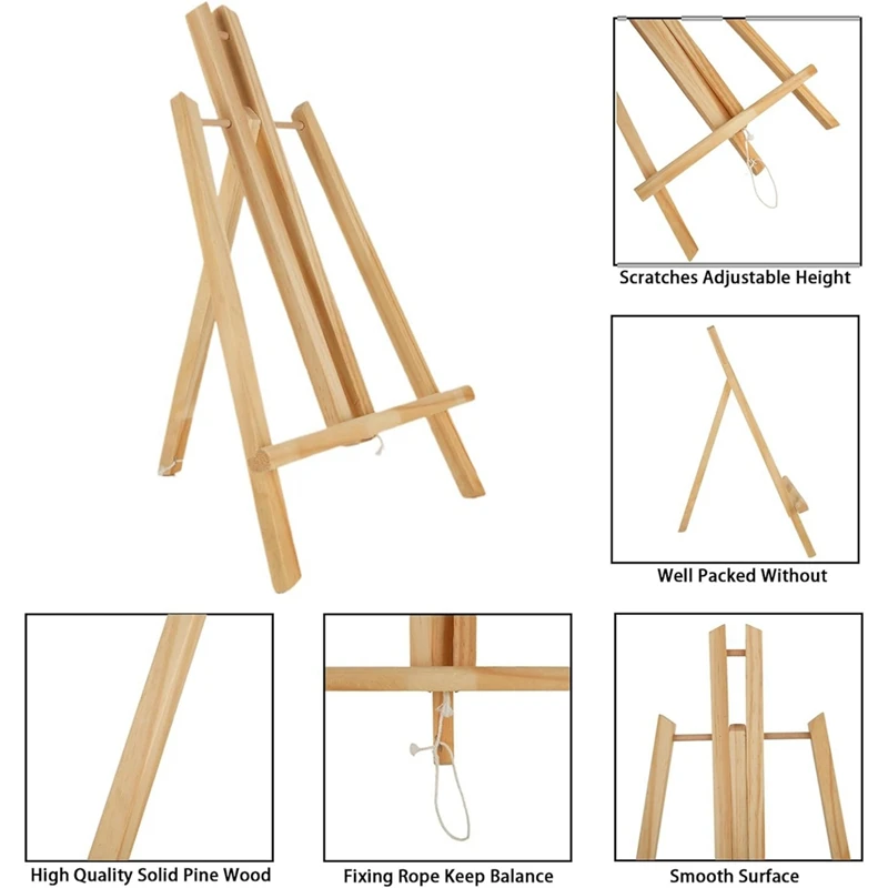 6Pcs 16 Inch Wood Easels,Easel Stand For Painting Canvases,Tabletop Display Easel,Painting Easel, Kids Student Easels Durable