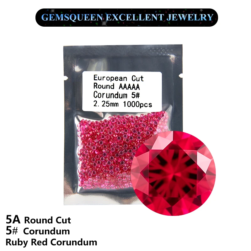 5# ruby red corundum beads Small Size 1mm~3mm Round Brilliant Cut Synthetic Corundum Ruby Loose Stones For Jewelry DIY Making