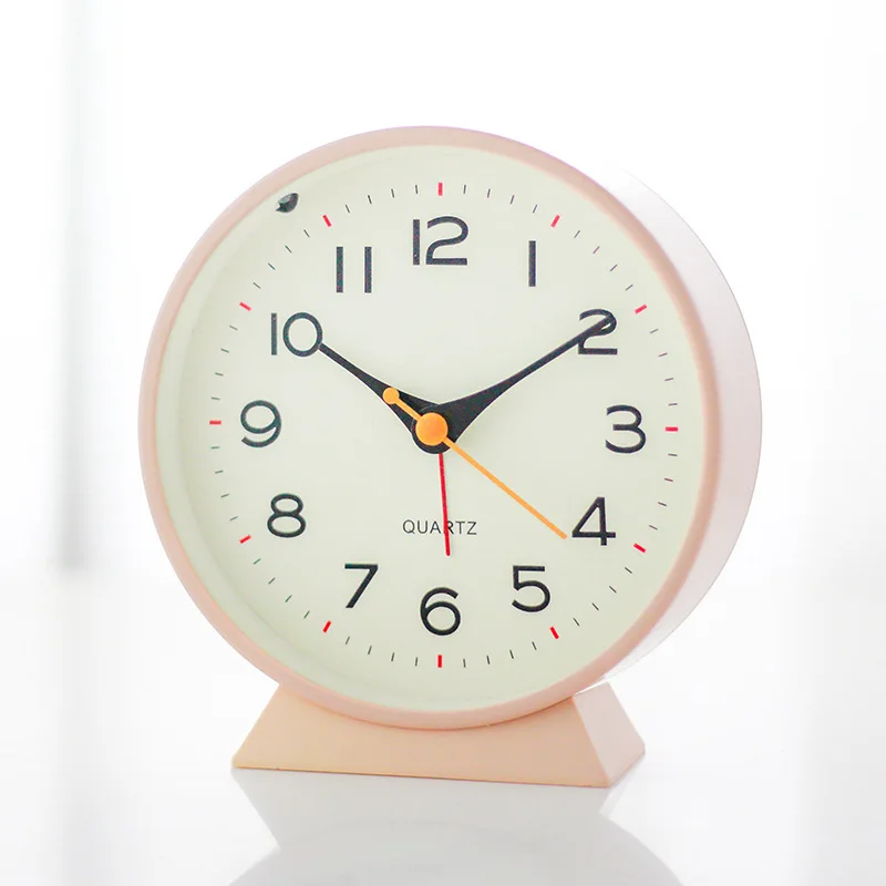 ساعة منبه مكتبية مضيئة بسيطة مع ضوء ليلي - ساعة كوارتز صامتة هدية للأطفال والكبار