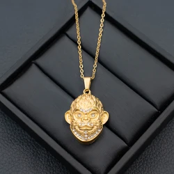 Black Myth Wukong Necklace Hip Hop Monkey King Pendant Necklace for Men Halloween Jewelry Gift