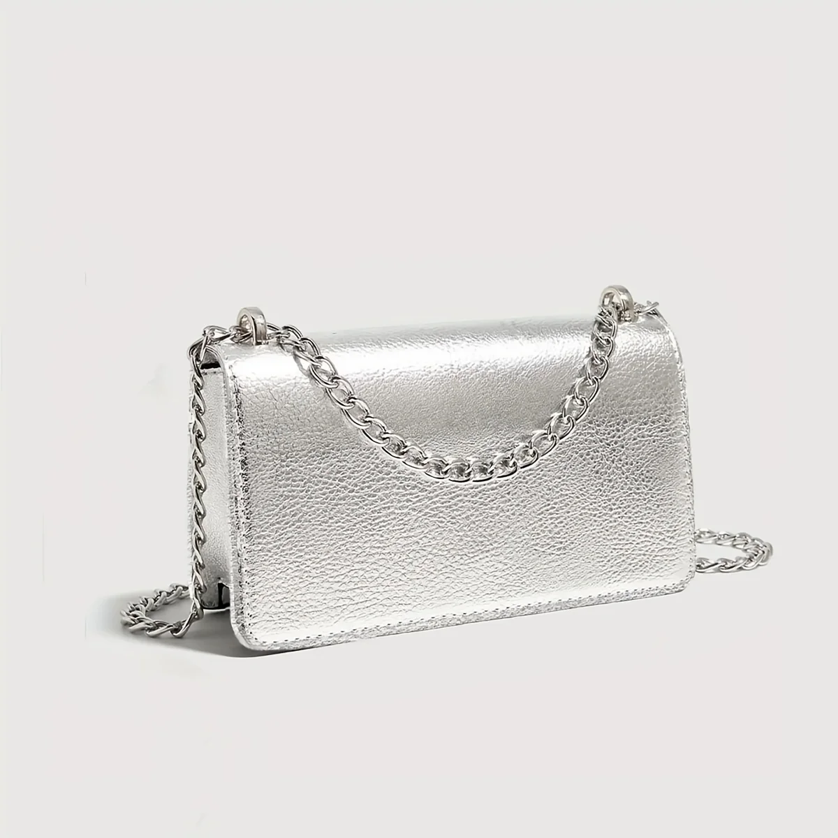 

Серебристый женский кошелек на цепочке | Модная маленькая квадратная сумка через плечо | Универсальная женская сумка через плечо и подмышки