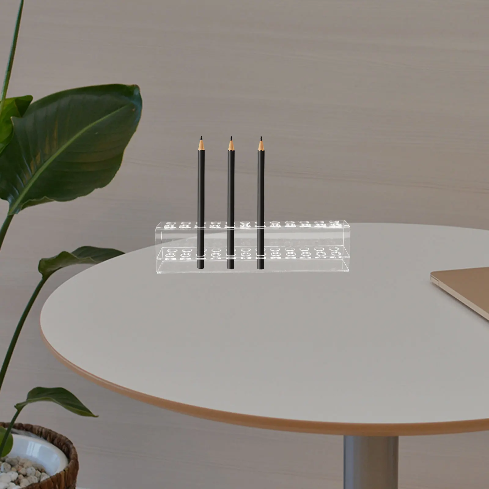 

Pen Organizer Storage Rack Multi-Slot Desktop Holder Large Capacity Pencil Makeup Brushes Holder Stable Design