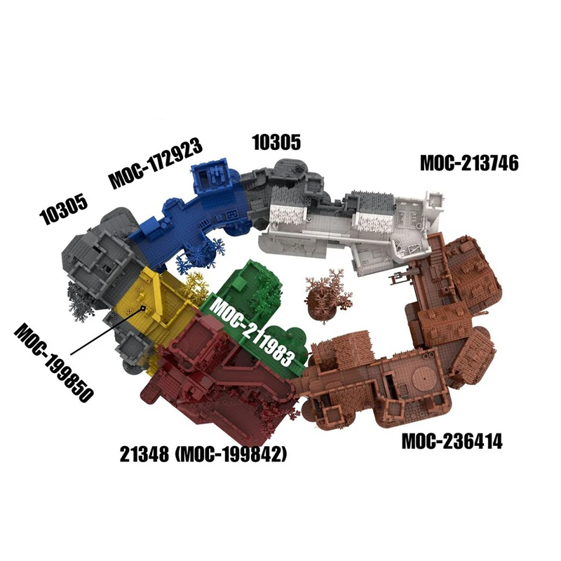 Mittelalterliche Schloss-MOC-Bausteine, komplettes Set mit großen Schlössern, Technologie, modularen Blöcken, Geschenke, Weihnachtsspielzeug, DIY-Sets, Montage