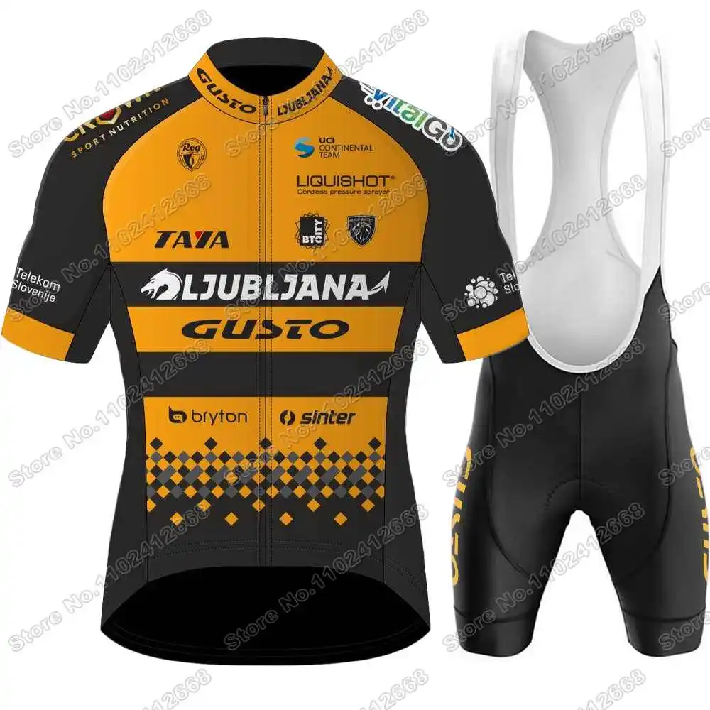 2023チームljubljanaドルチェグストジャージセット夏サイクリング服