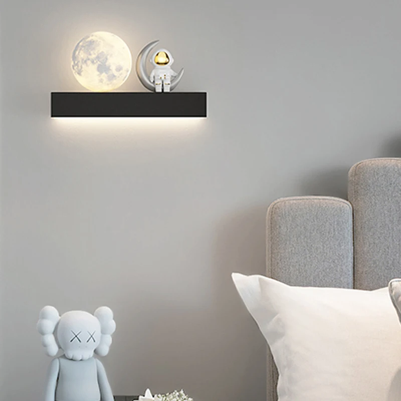 

Настенный светильник «Луна», современный минималистичный скандинавский креативный астронавт, детская комната, прикроватная лампа для спальни, фоновая стена, окружающий свет