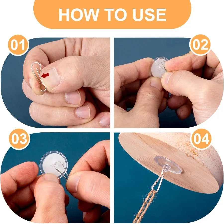 100 عبوة من خطافات السقف ذاتية اللصق لتعليق الأقراص الشفافة اللزجة مع خطافات معدنية شماعة حائط قابلة للإزالة لـ Chr #3