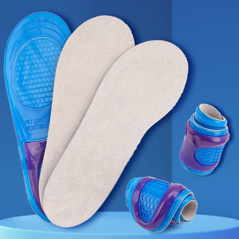 Orthopedic Arch Support and Foot Pain Massaging Silicone Gel Soft Sport Shoe Insole Pad for Man Women Insoles Anti-Shock 1Pair