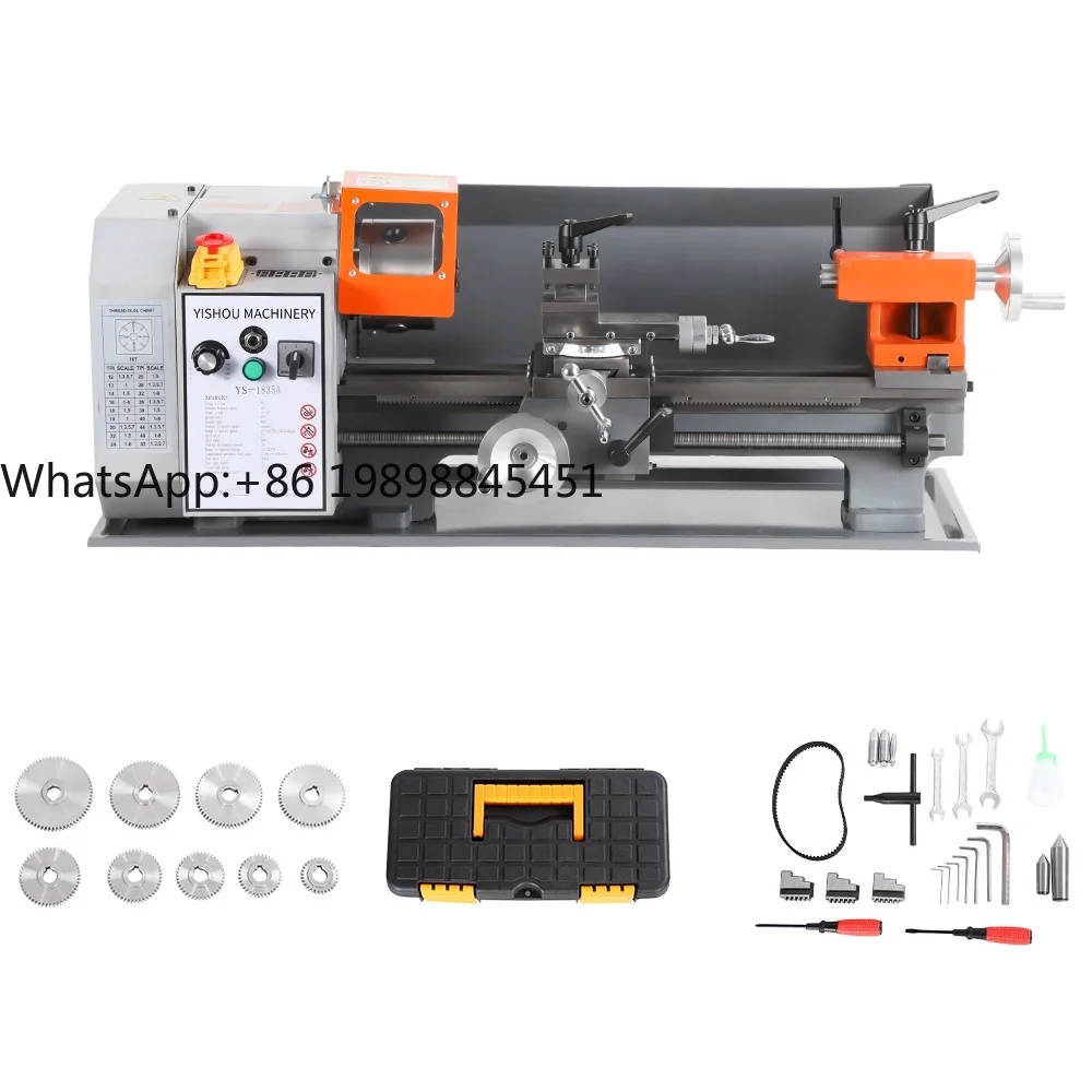 

4-ступенчатые шкивы, двигатель постоянного тока 7 x 14 дюймов, энергосберегающий малошумный мини-токарный станок по металлу